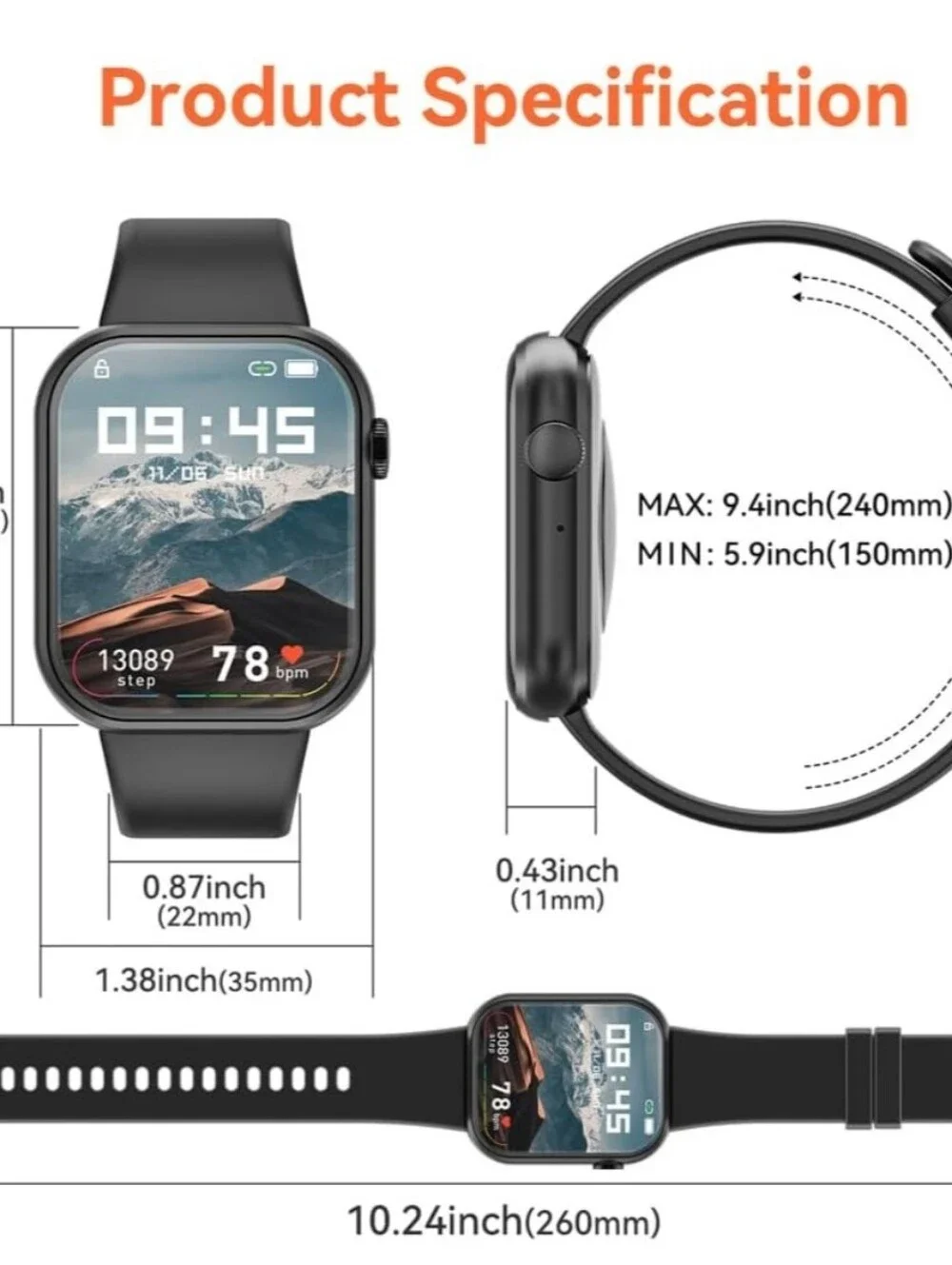 Smart Watch (Answer/Make Call) 1.85inch for Men Women Android / iOS